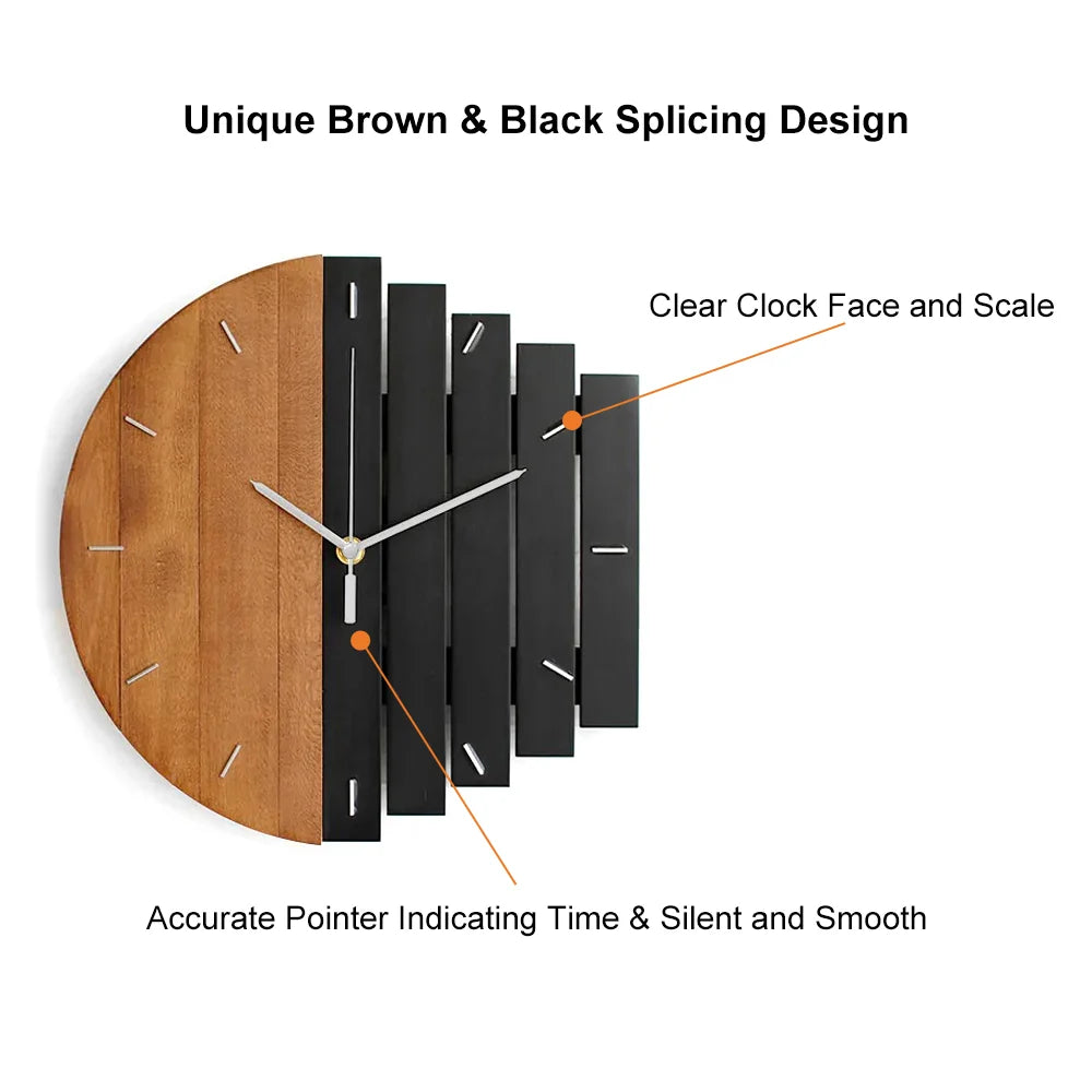 Lunara – Grande orologio da parete in legno con design naturale