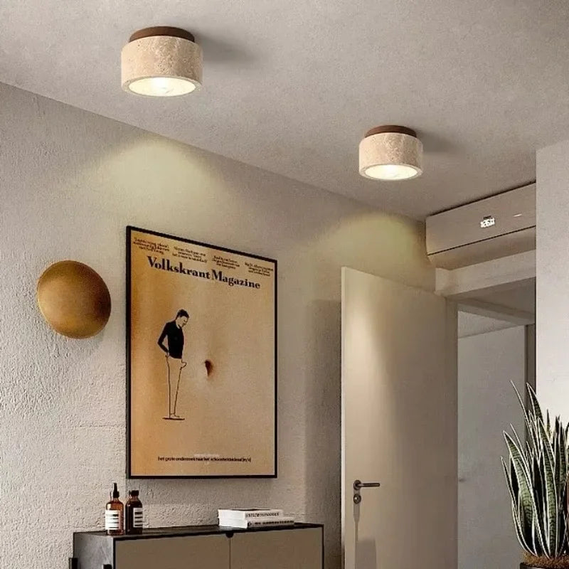 Éclatpierre - Lampadario Incassato in Travertino di Lusso