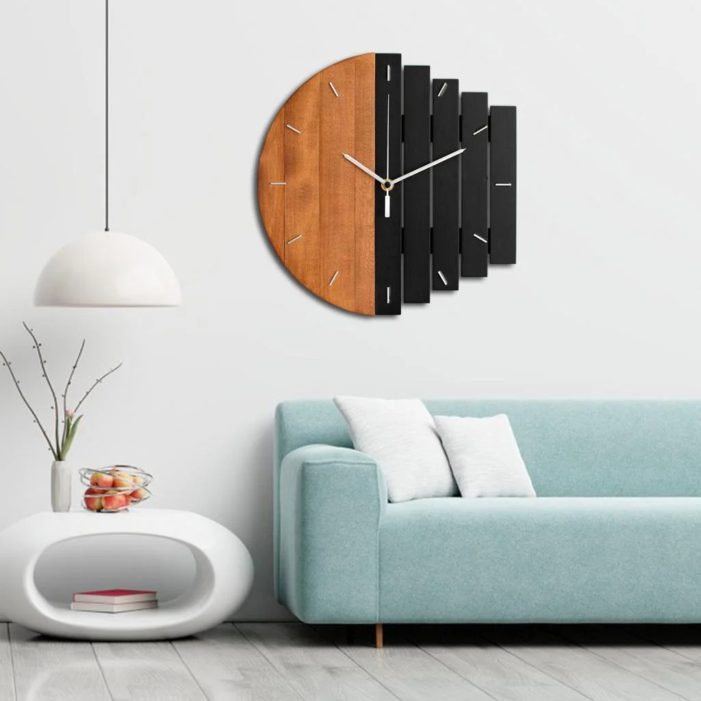 Lunara – Grande orologio da parete in legno con design naturale