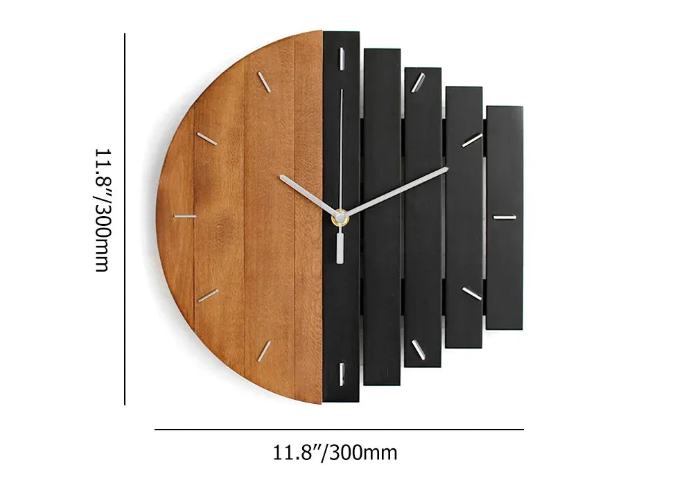 Lunara – Grande orologio da parete in legno con design naturale
